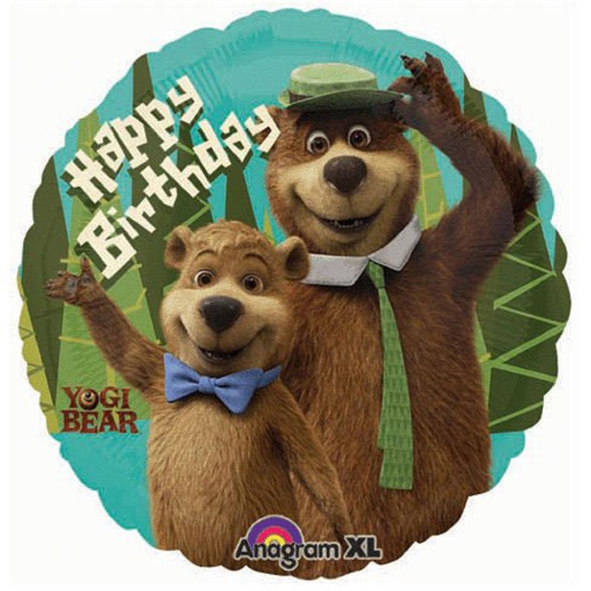 Yogi Bear Happy Birthday Foil Balloon 18in Balloons & Streamers - Party Centre