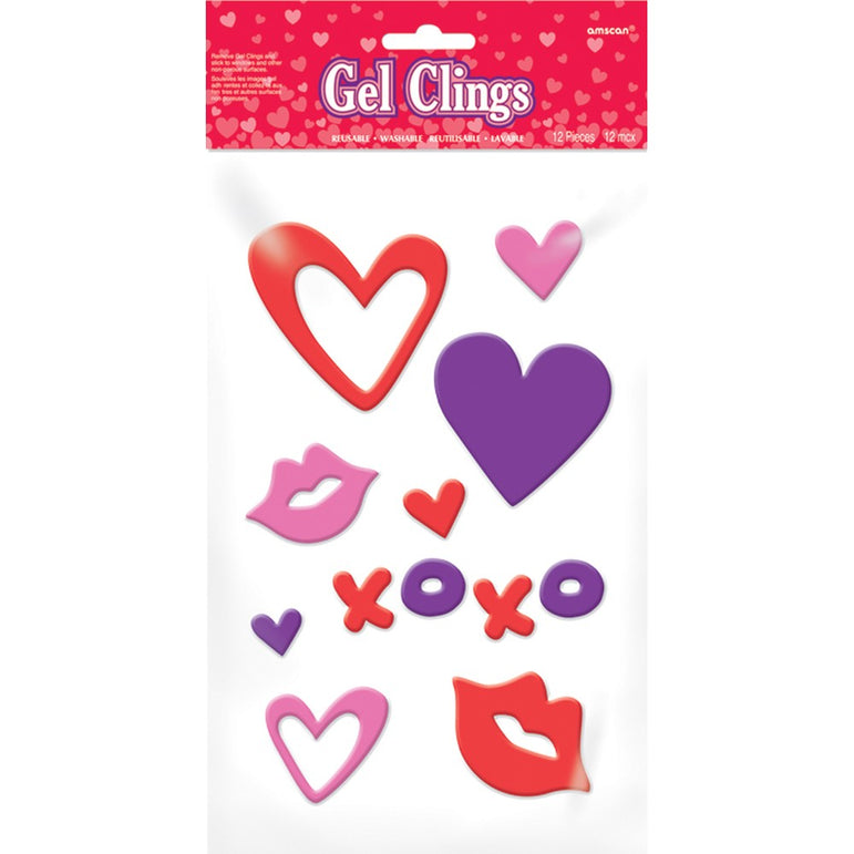 Valentine Gel Clings 12pcs Decorations - Party Centre