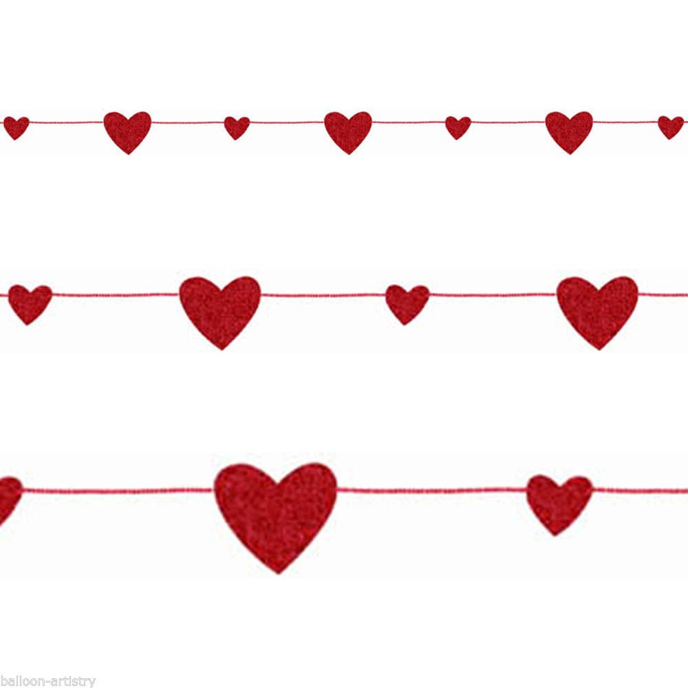 Heart Die Cut Glitter Garland Decorations - Party Centre