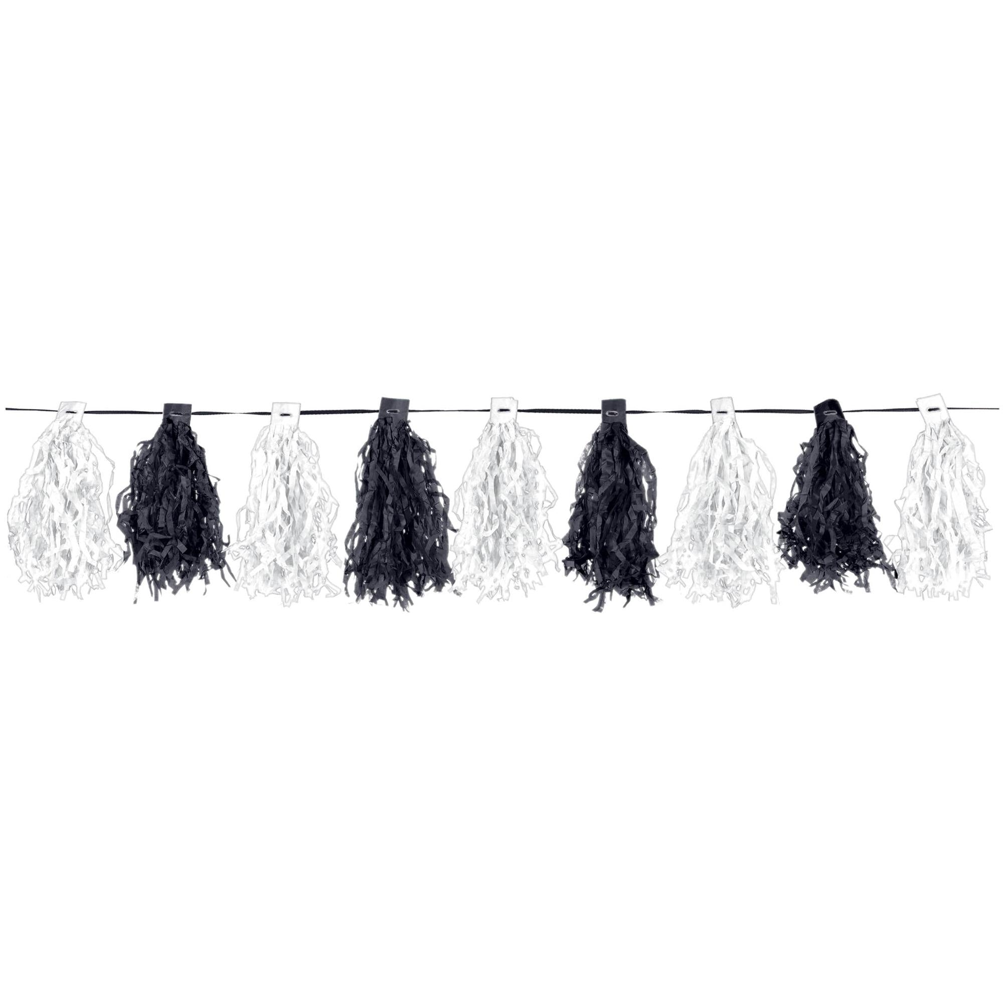 Black And White Garland Tassel Decorations - Party Centre