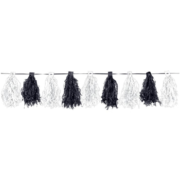 Black And White Garland Tassel Decorations - Party Centre