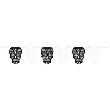 Black & Bone Skull Banner Decorations - Party Centre