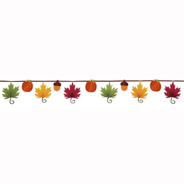 Leaf-Shaped Paper Fan Banner Garland 12ft Decorations - Party Centre