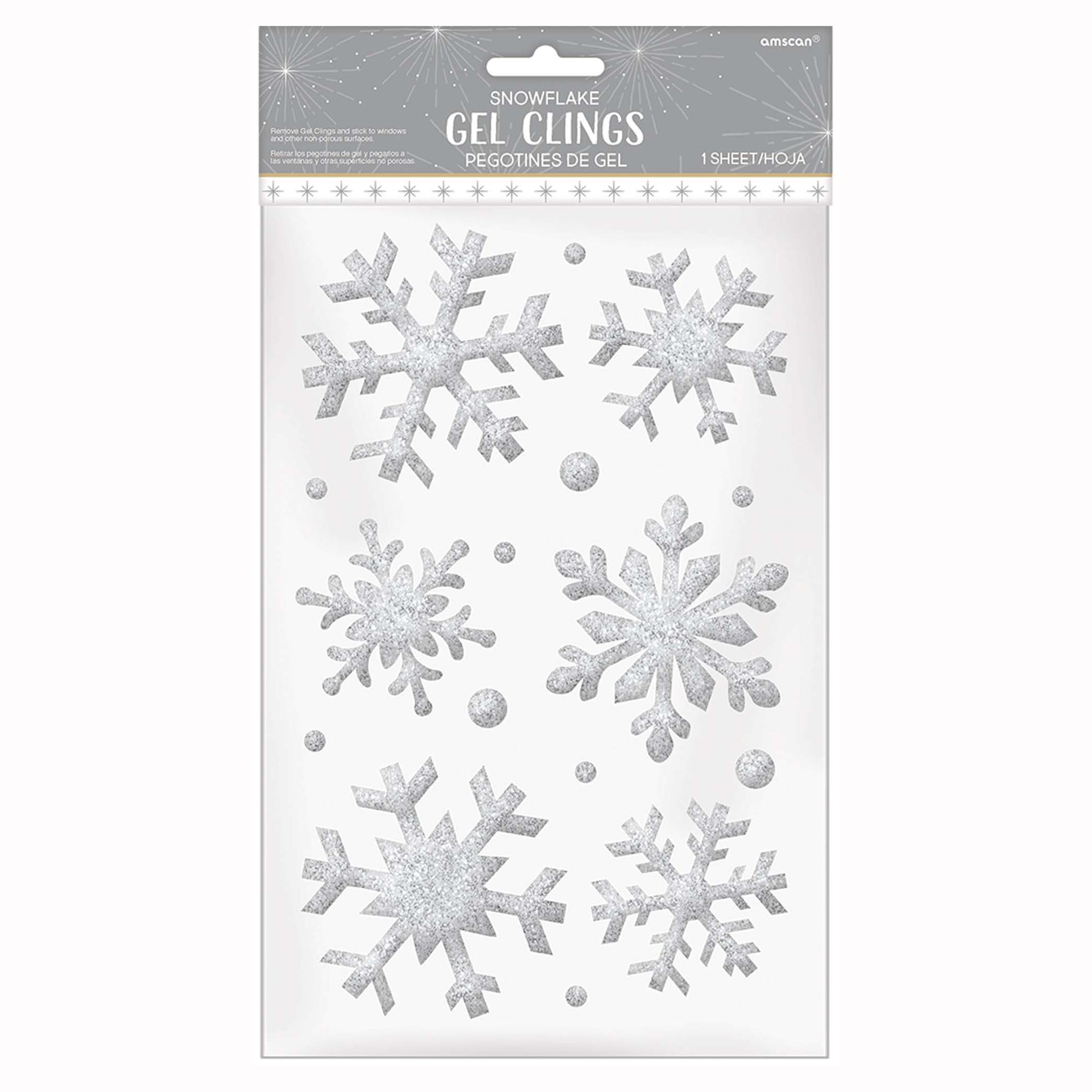 Snowflakes Small Glitter Gel Cling Decorations - Party Centre