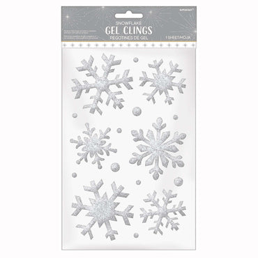 Snowflakes Small Glitter Gel Cling Decorations - Party Centre