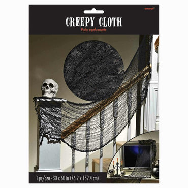 Halloween Black Creepy Cloth 60in x 30in Decorations - Party Centre