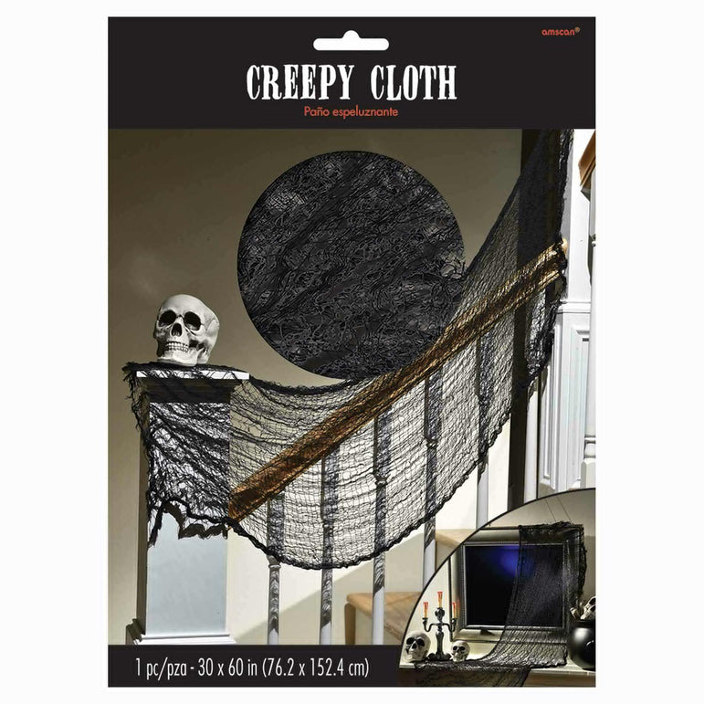 Halloween Black Creepy Cloth 60in x 30in Decorations - Party Centre