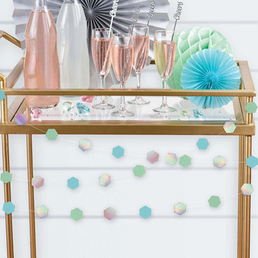 Shimmering Party Iridescent Paper Mini Garland 6pcs Decorations - Party Centre