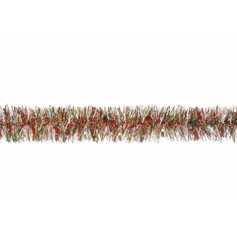 Red/Green/Silver Tinsel Boa Garland 9ft Decorations - Party Centre