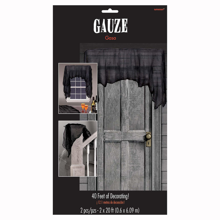 Black Gauze Big Pack 40ft, 2pcs Decorations - Party Centre