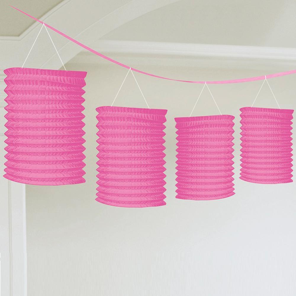 Bright Pink Paper Lantern Garland 12ft Decorations - Party Centre