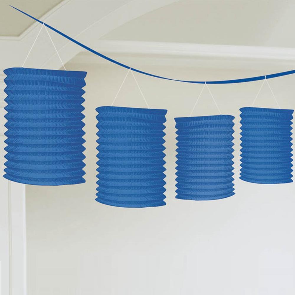 Bright Royal Blue Paper Lantern Garland 12ft Decorations - Party Centre