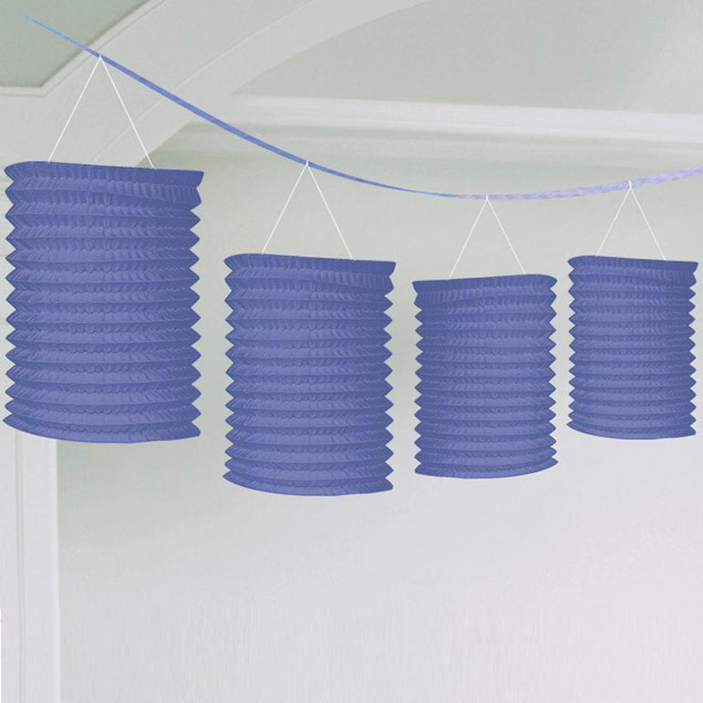 New Purple Paper Lantern Garland 12ft Decorations - Party Centre