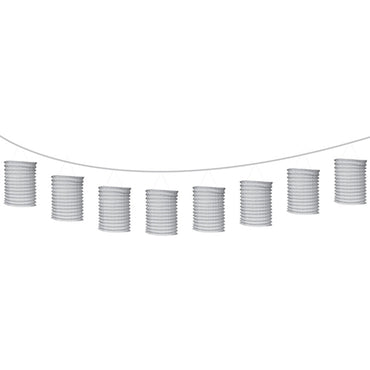 Silver  Paper Lantern Garland 12ft Decorations - Party Centre