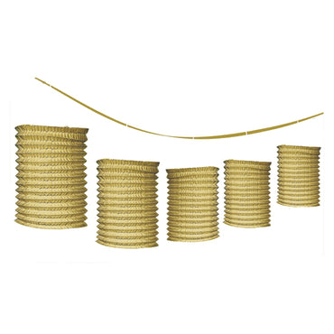 Gold  Paper Lantern Garland 12ft Decorations - Party Centre
