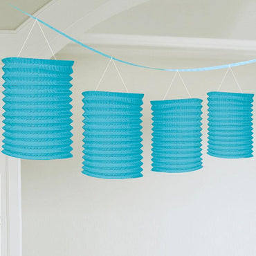 Caribbean Blue Paper Lantern Garland 12ft Decorations - Party Centre