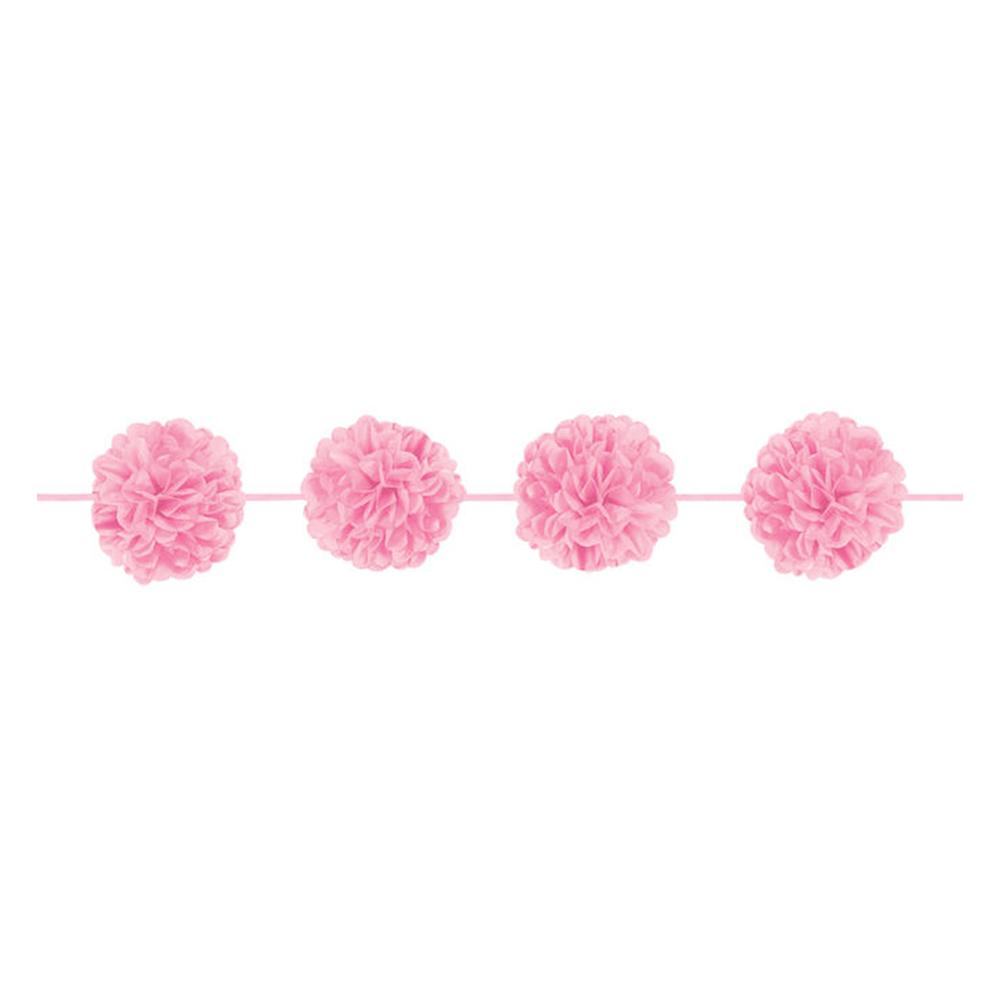 New Pink Fluffy Paper Garland 12ft Decorations - Party Centre