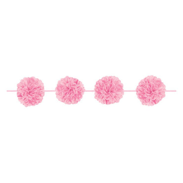 New Pink Fluffy Paper Garland 12ft Decorations - Party Centre