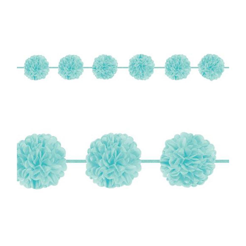 Robin's Egg Blue Fluffy Paper Garland 12ft Decorations - Party Centre