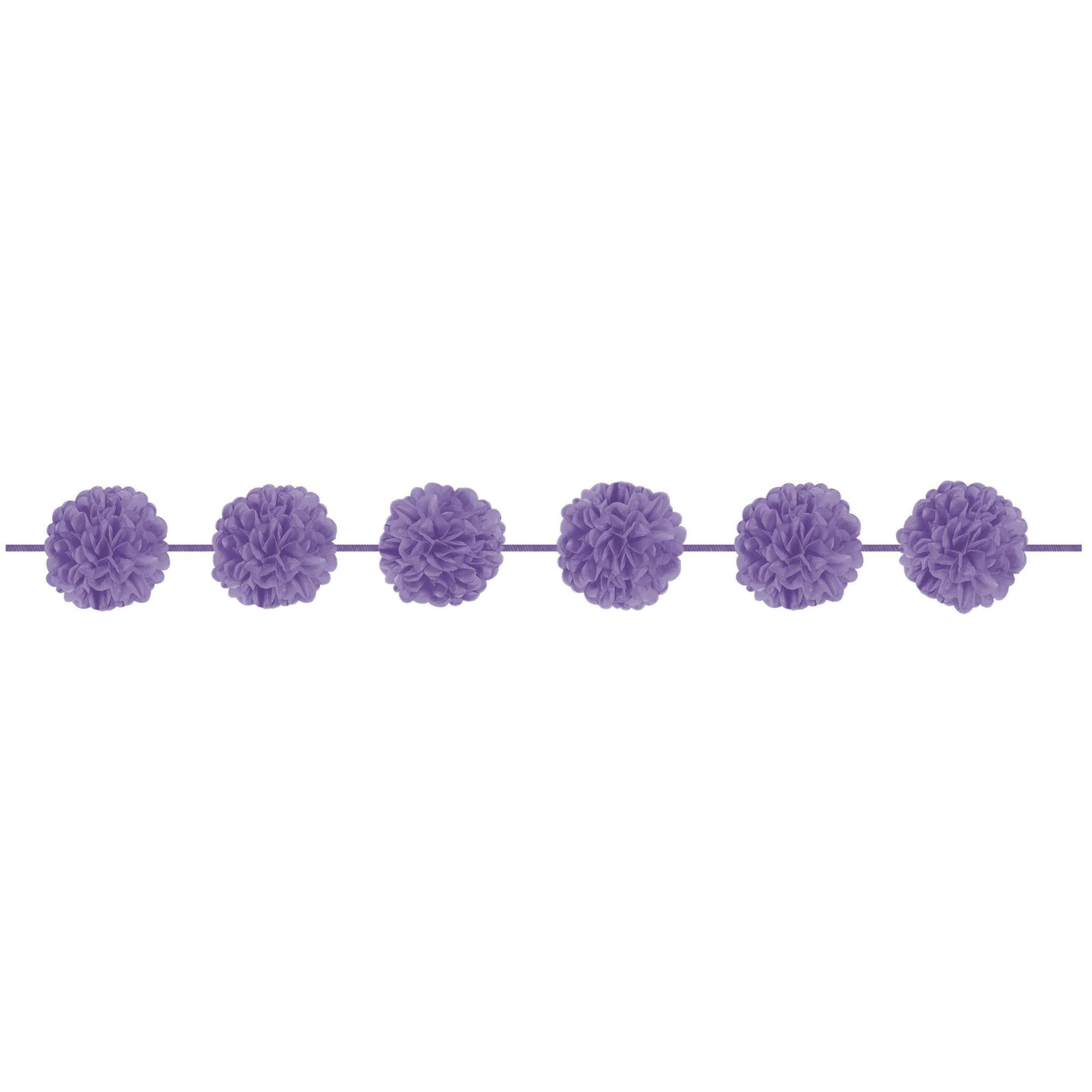 Lilac Fluffy Paper Garland 12ft Decorations - Party Centre