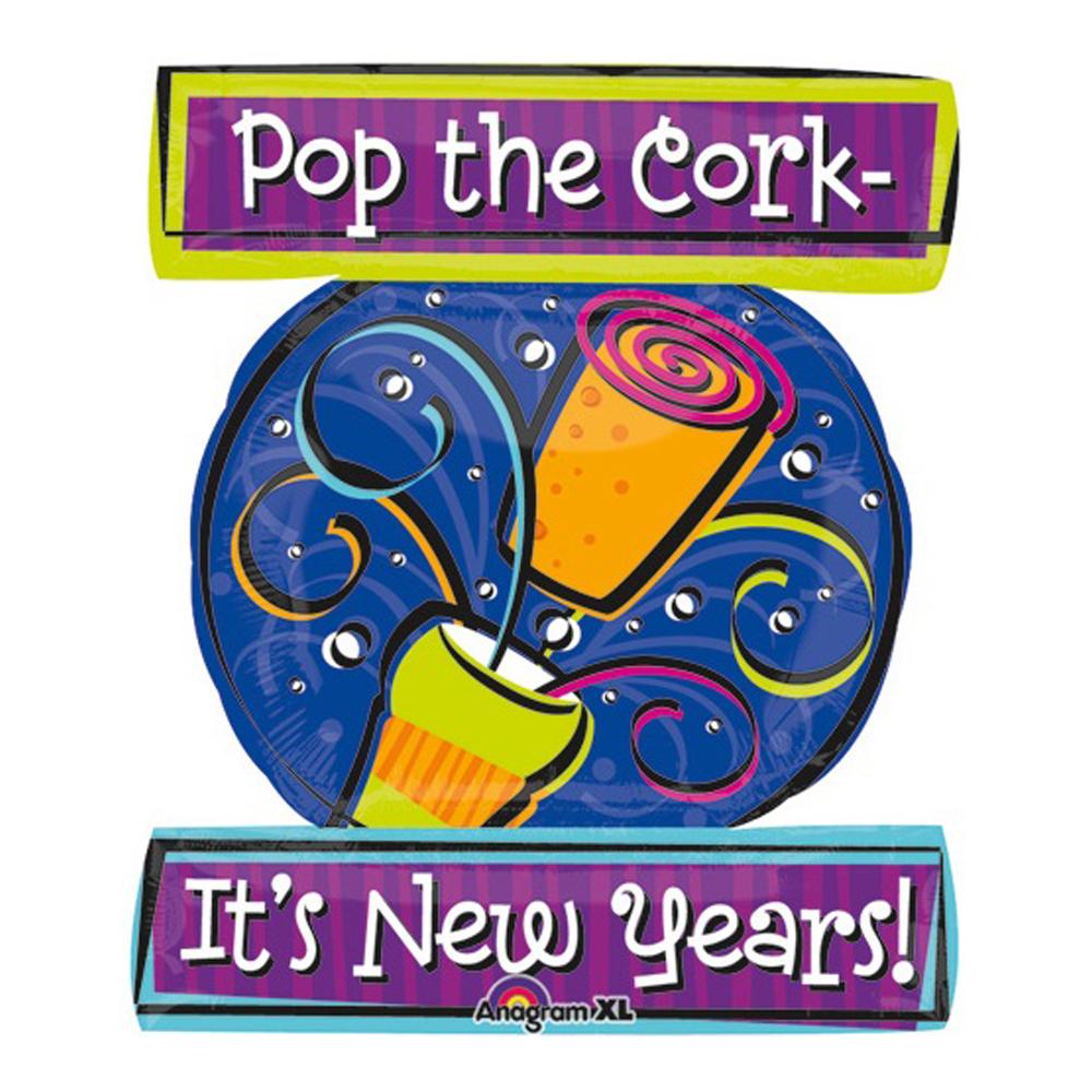 Pop The Cork New Year Foil Balloon 35in Balloons & Streamers - Party Centre