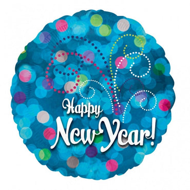 New Year In Blue Lights 18in Foil Balloon Balloons & Streamers - Party Centre