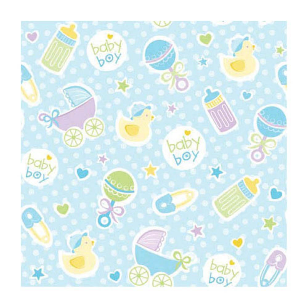 Baby Boy Blue Jumbo Gift Wrap 16ft x 30in Party Favors - Party Centre