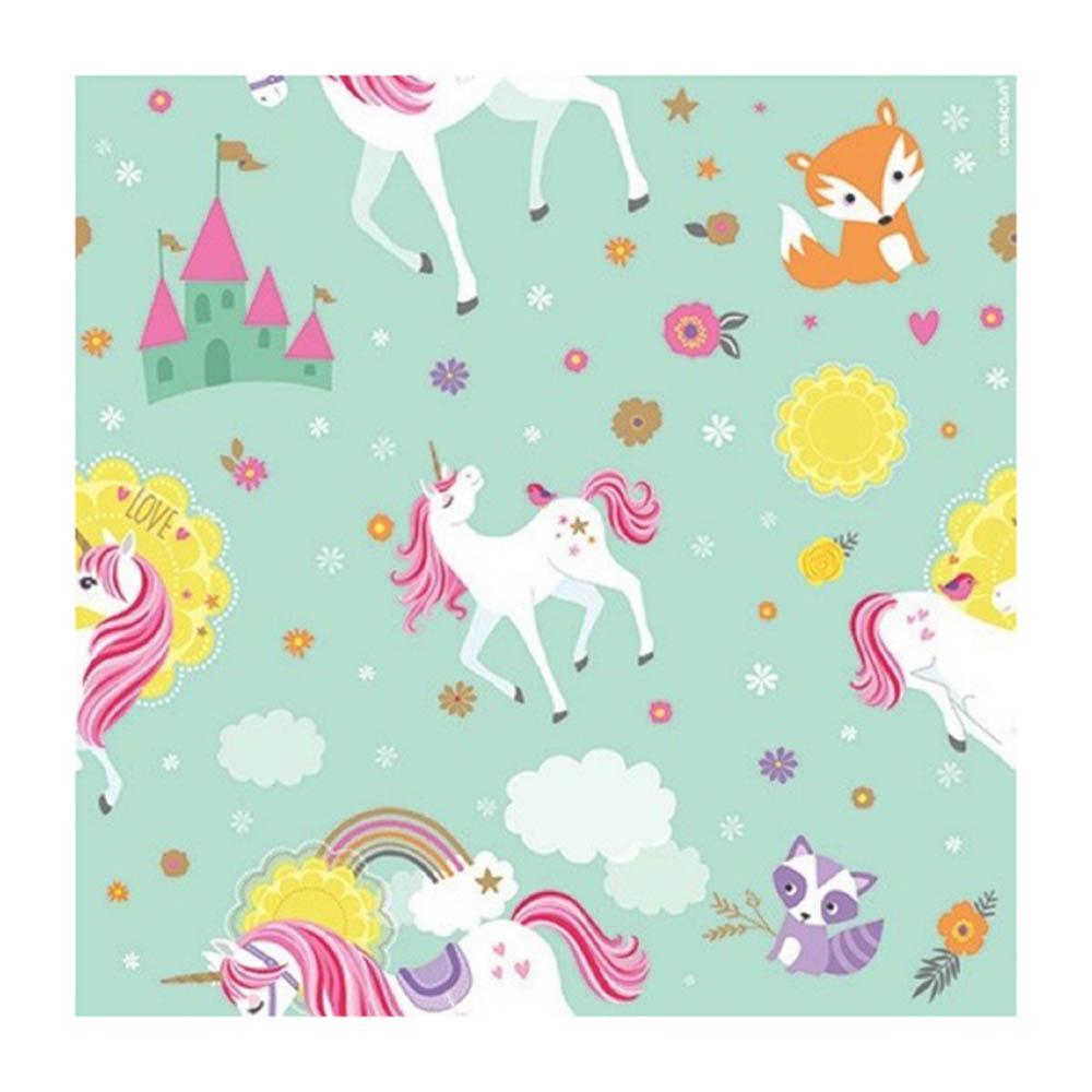 Magical Unicorn Printed Paper Gift Wrap 5ft x 30in Party Favors - Party Centre