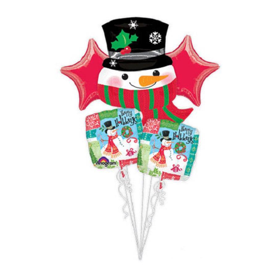 Happy Holidays Showman Balloon Bouquet 5pcs Balloons & Streamers - Party Centre