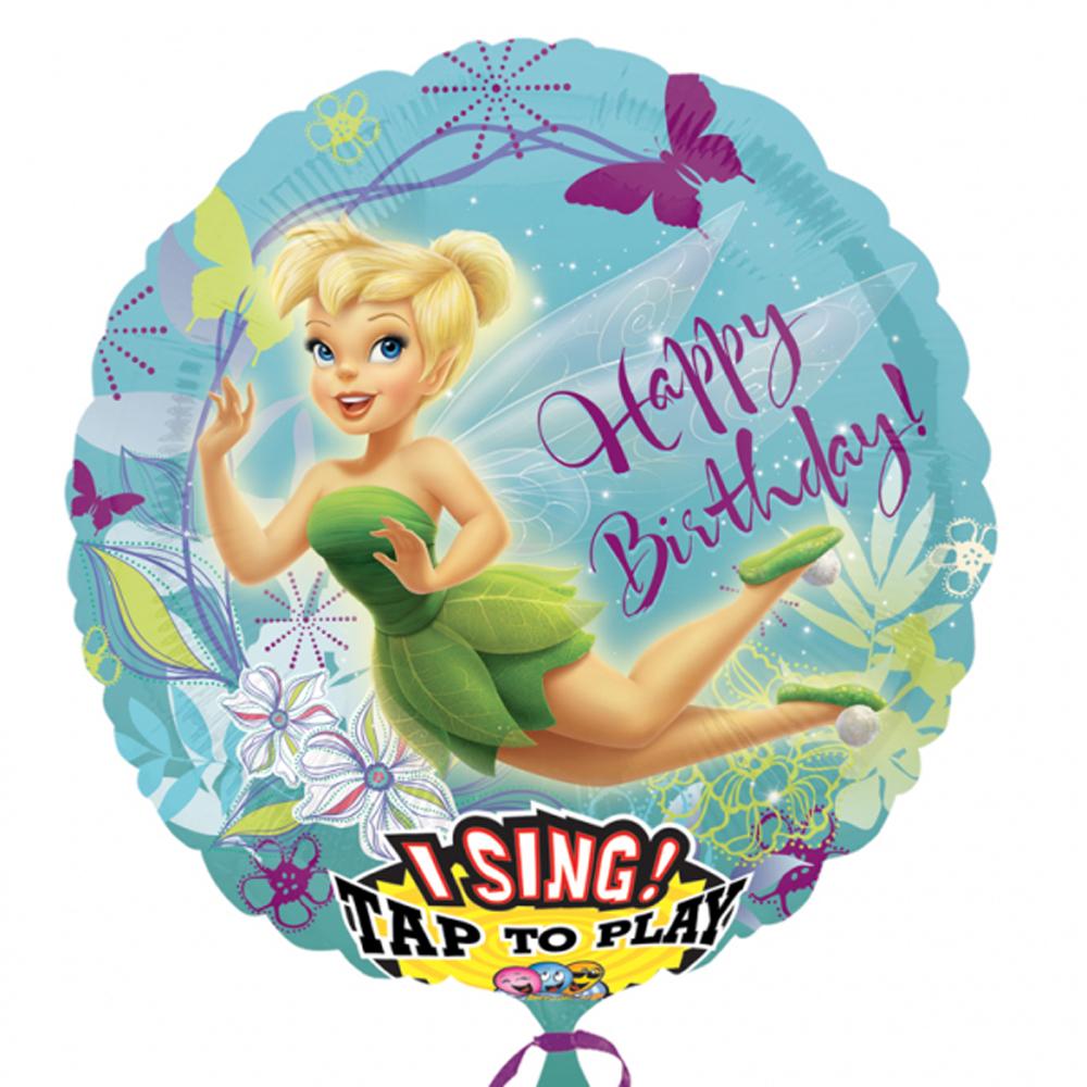 Tinker Bell Birthday Jumbo Sing-A-Tune 28in Balloons & Streamers - Party Centre