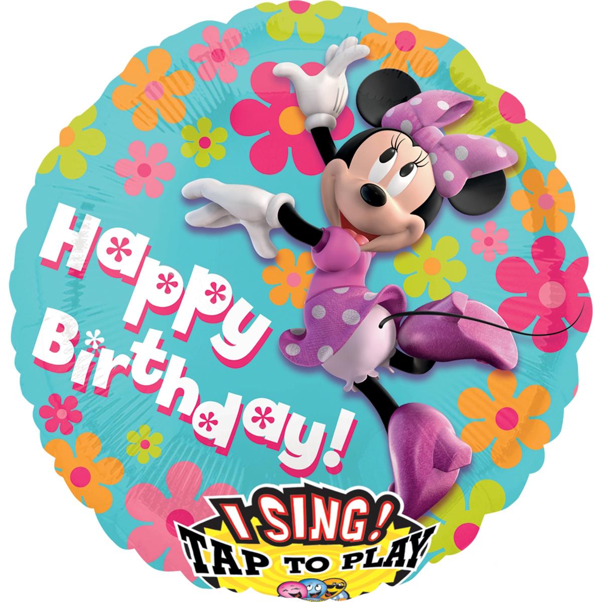 Minnie Mouse Happy Birthday Singing Balloon 28in Balloons & Streamers - Party Centre