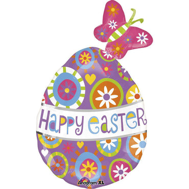 Easter Butterfly Egg Supershape Balloon 30in Balloons & Streamers - Party Centre