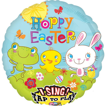 Cottontail Happy Easter Singing Balloon 28in Balloons & Streamers - Party Centre