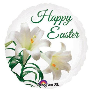 Happy Easter Lily Foil Balloon 18in Balloons & Streamers - Party Centre