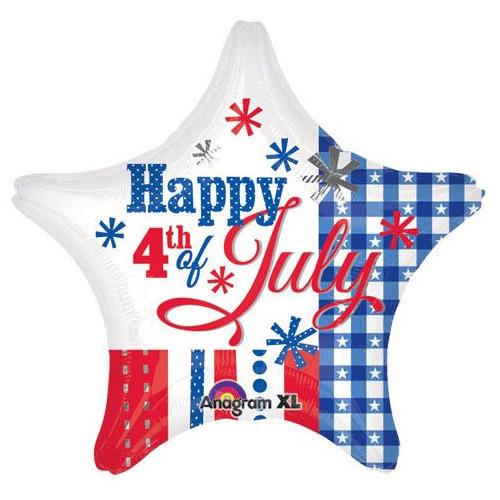 July 4th Patterns Foil Balloon 19in Balloons & Streamers - Party Centre