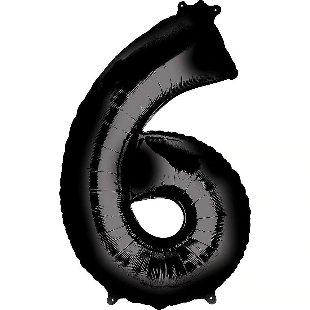 Number 6 Black Foil Balloon 58x86cm Balloons & Streamers - Party Centre