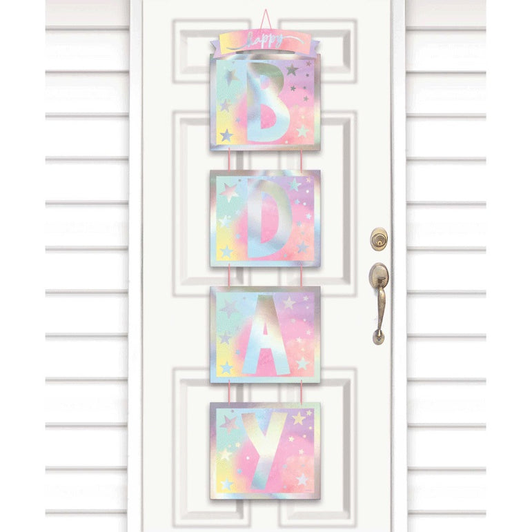 Luminous Birthday Vertical Door Decoration Iridescent Foil Board