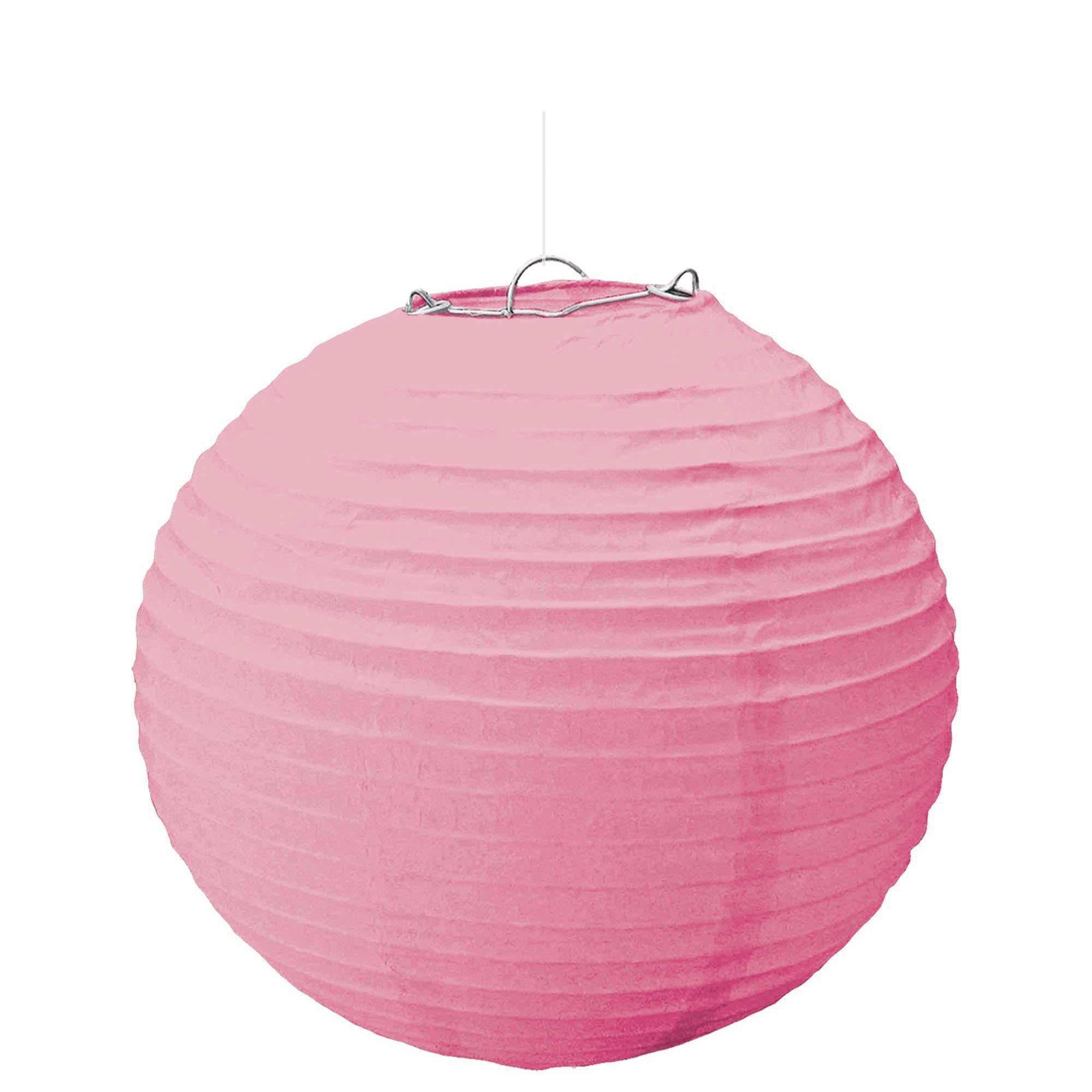 New Pink Round Paper Lantern 9.5in 3pcs Decorations - Party Centre