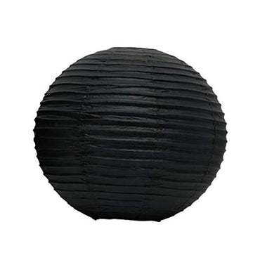 Jet Black Round Paper Lanterns 9.50in 3pcs Decorations - Party Centre
