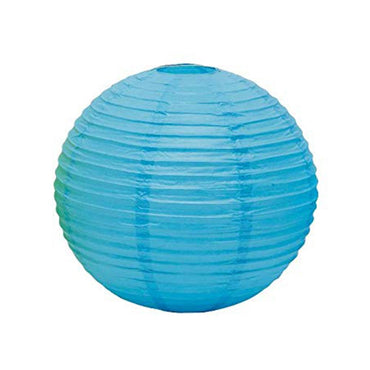 Caribbean Blue Round Paper Lanterns 9.50in 3pcs Decorations - Party Centre