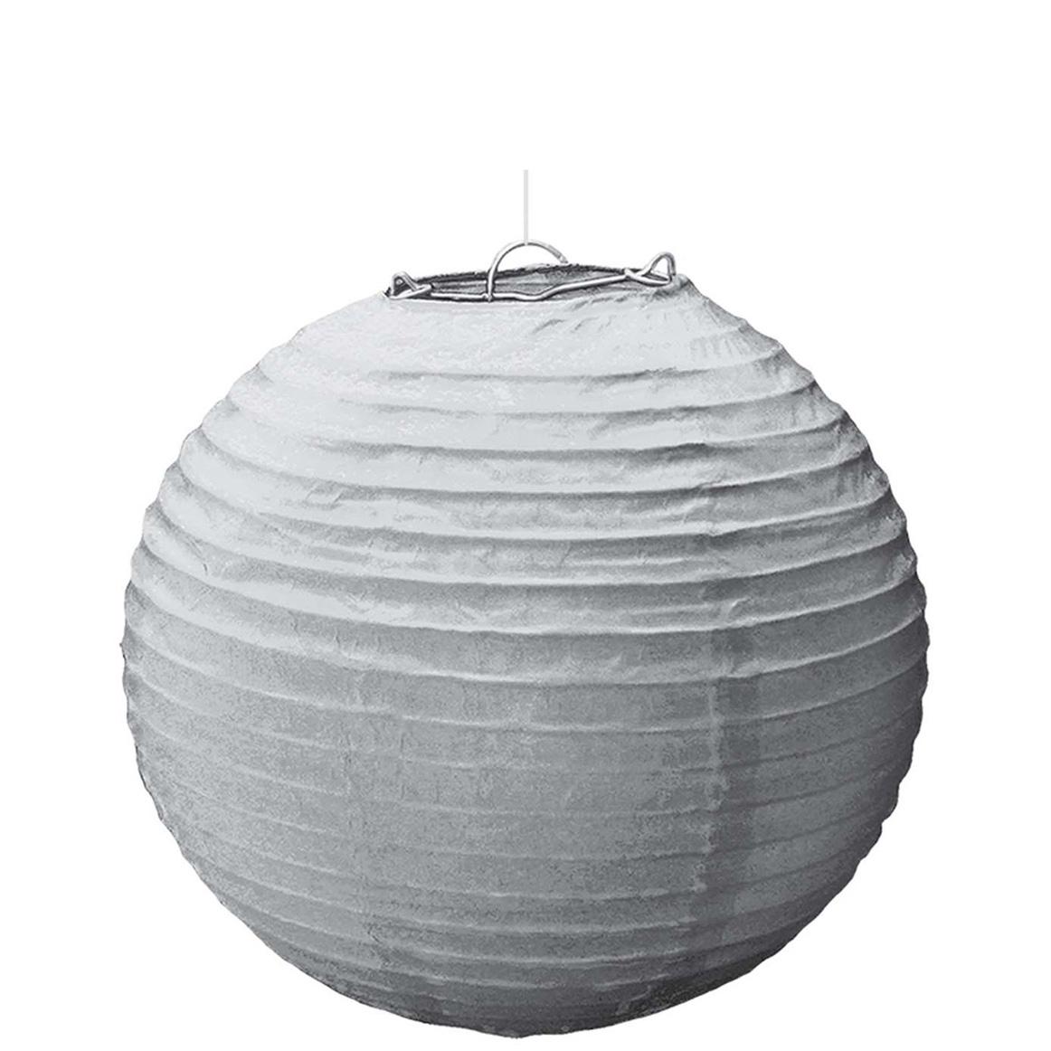 Silver Round Paper Lantern 9.5in 3pcs Decorations - Party Centre