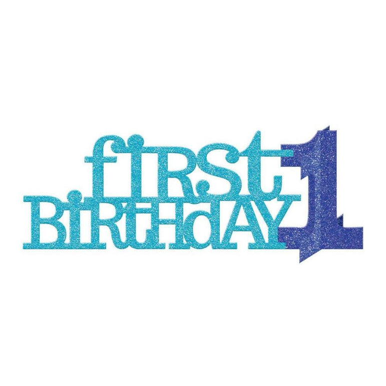 1st Birthday Boy Glitter Blue Centerpiece
