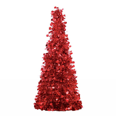 Red Tree Large Tinsel 18in Decorations - Party Centre