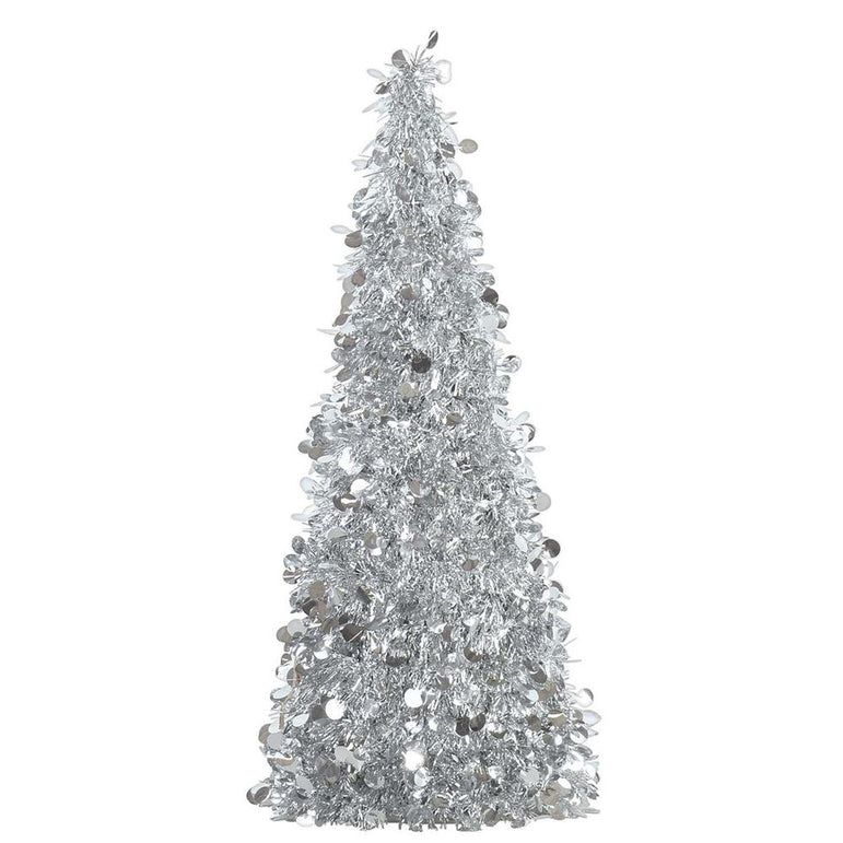 Silver Tree Large Tinsel 18in Decorations - Party Centre
