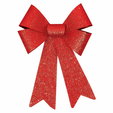 Red Glitter Bow 13in x 9in Decorations - Party Centre