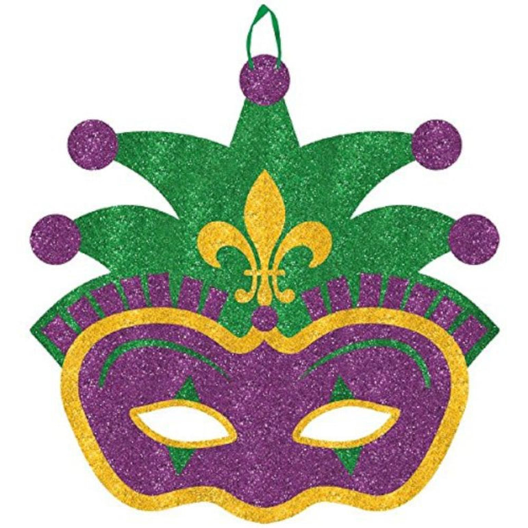 Jester Mask Glitter Sign 11.50in Decorations - Party Centre