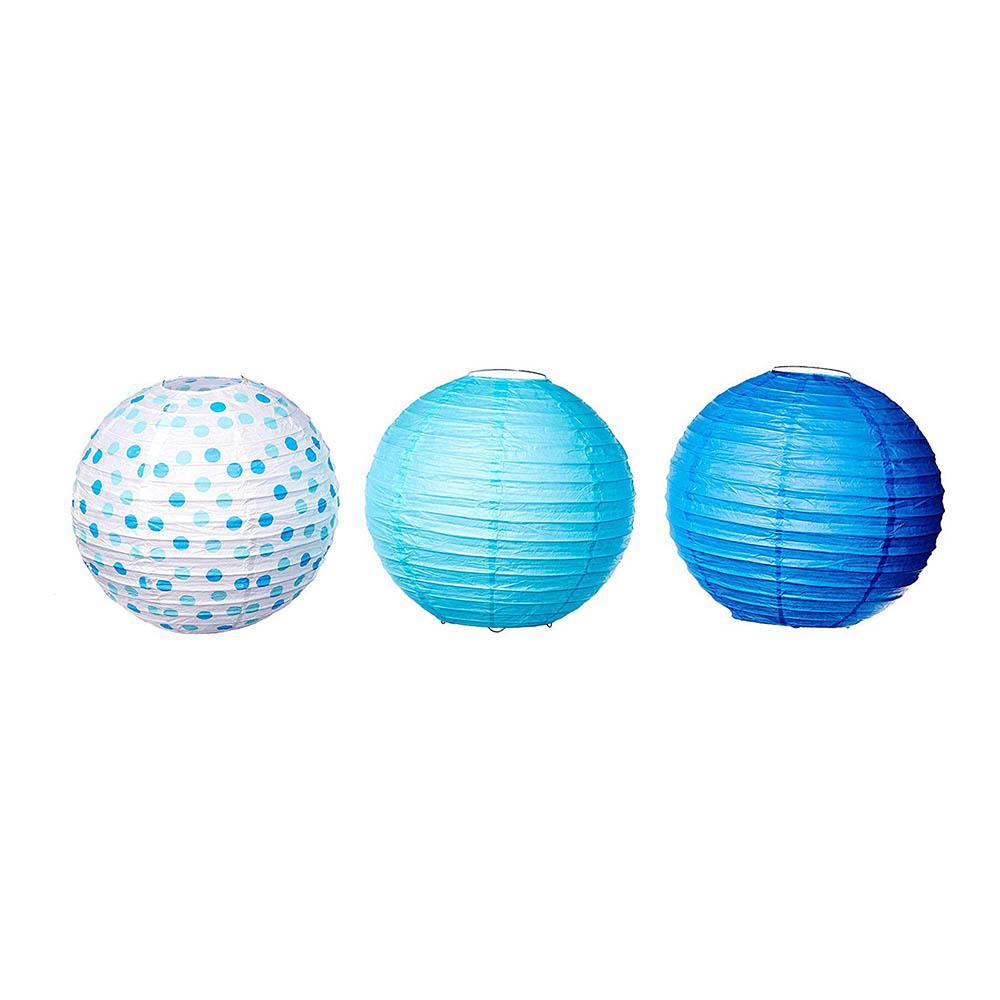Baby Boy Printed Round Paper Lanterns 9.5in 3pcs Decorations - Party Centre