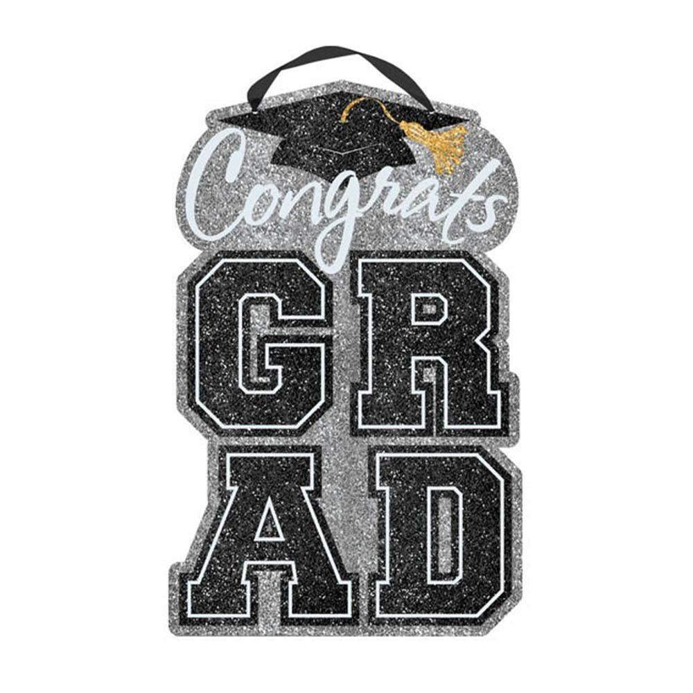 Graduation Large Glitter Sign 20in x 12.75in Decorations - Party Centre