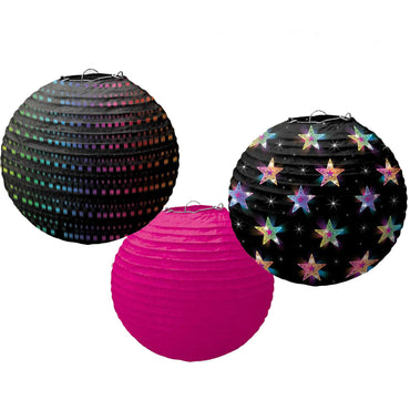 Disco Fever Printed Round Paper Lantern 9.5in 3pcs