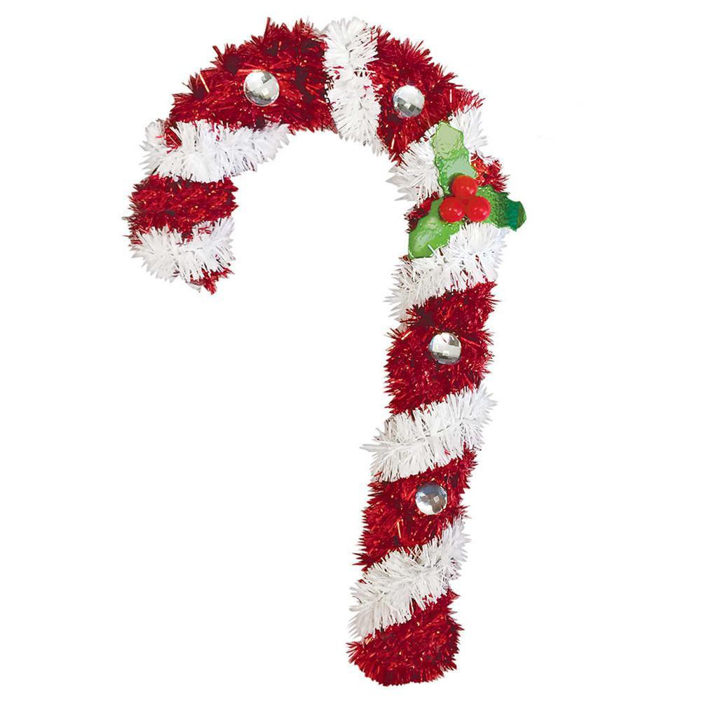 3D Candy Cane Tinsel Decoration 6.50in Decorations - Party Centre